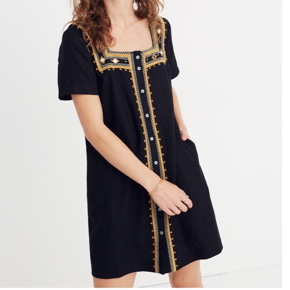 Madewell Dresses & Skirts - Madewell Button Front Mirror-Embroidered Dress EUC